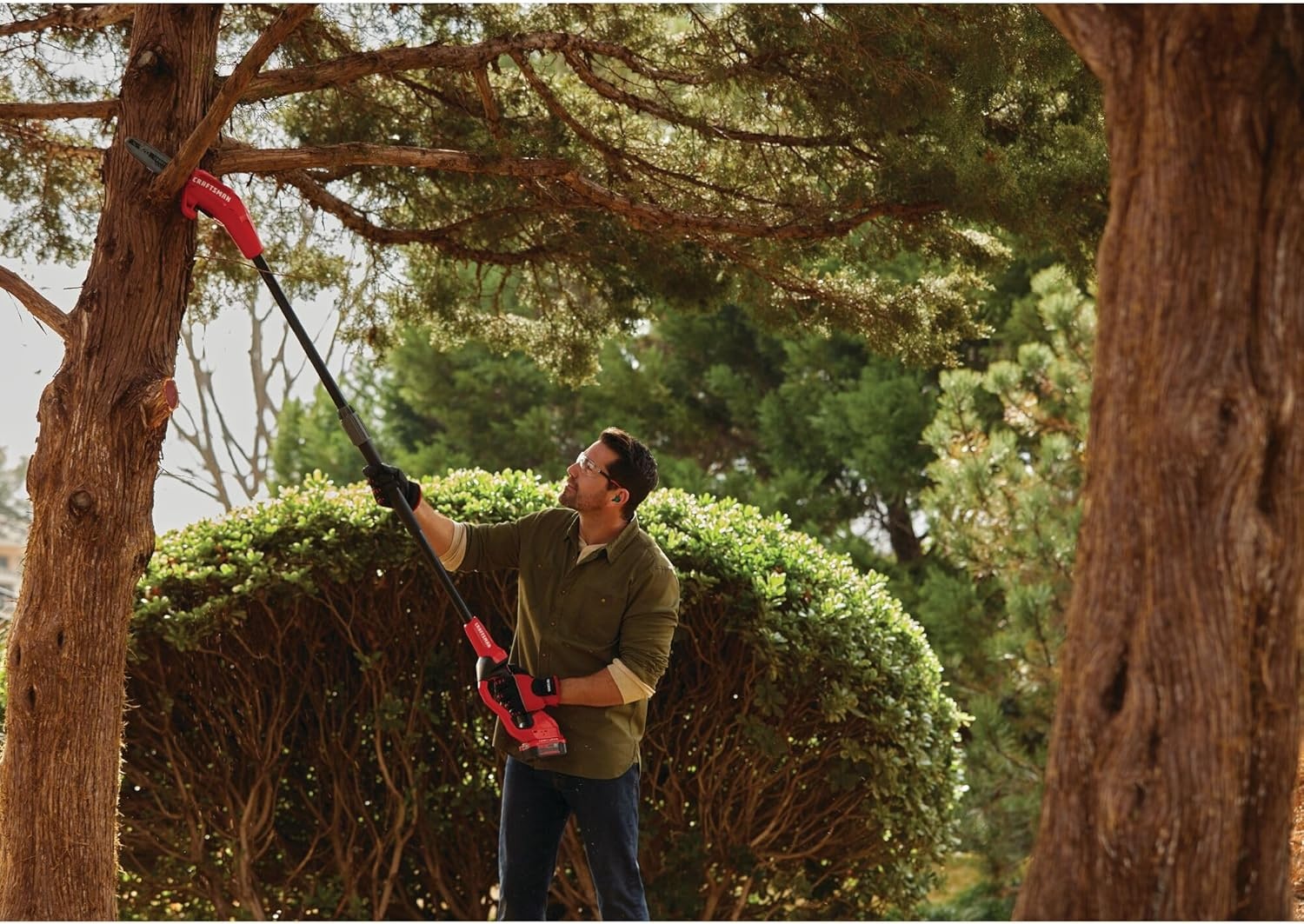 imageCRAFTSMAN Pole Saw Pole Saws for Tree Trimming Cordless V20 ToolOnly Tree Trimmer Up to 14 Ft Extended Reach CMCCSP20BPole Saw Kit with 4Ah Battery