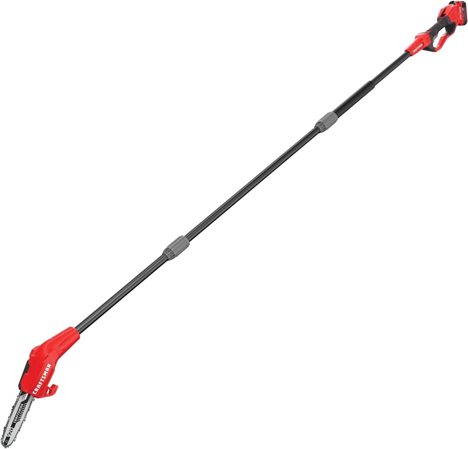 imageCRAFTSMAN Pole Saw Pole Saws for Tree Trimming Cordless V20 ToolOnly Tree Trimmer Up to 14 Ft Extended Reach CMCCSP20BPole Saw Kit with 4Ah Battery