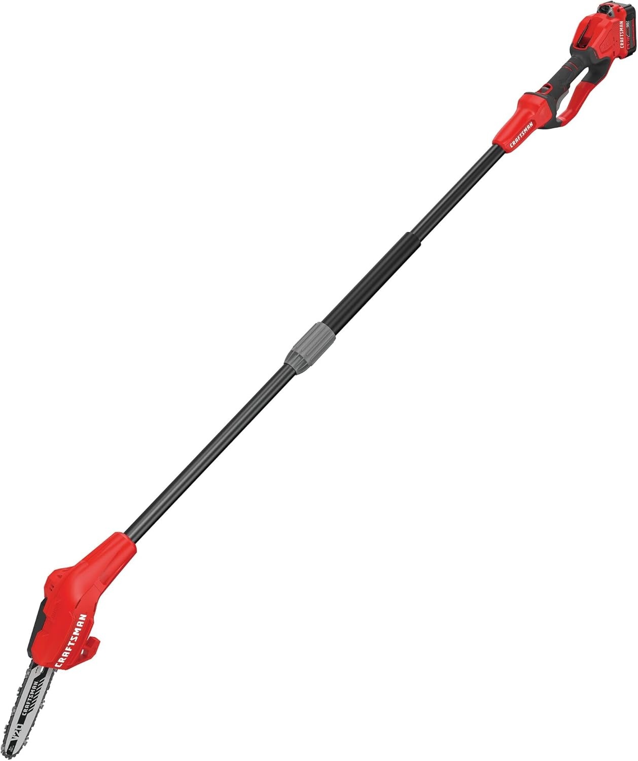 imageCRAFTSMAN Pole Saw Pole Saws for Tree Trimming Cordless V20 ToolOnly Tree Trimmer Up to 14 Ft Extended Reach CMCCSP20BPole Saw Kit with 4Ah Battery