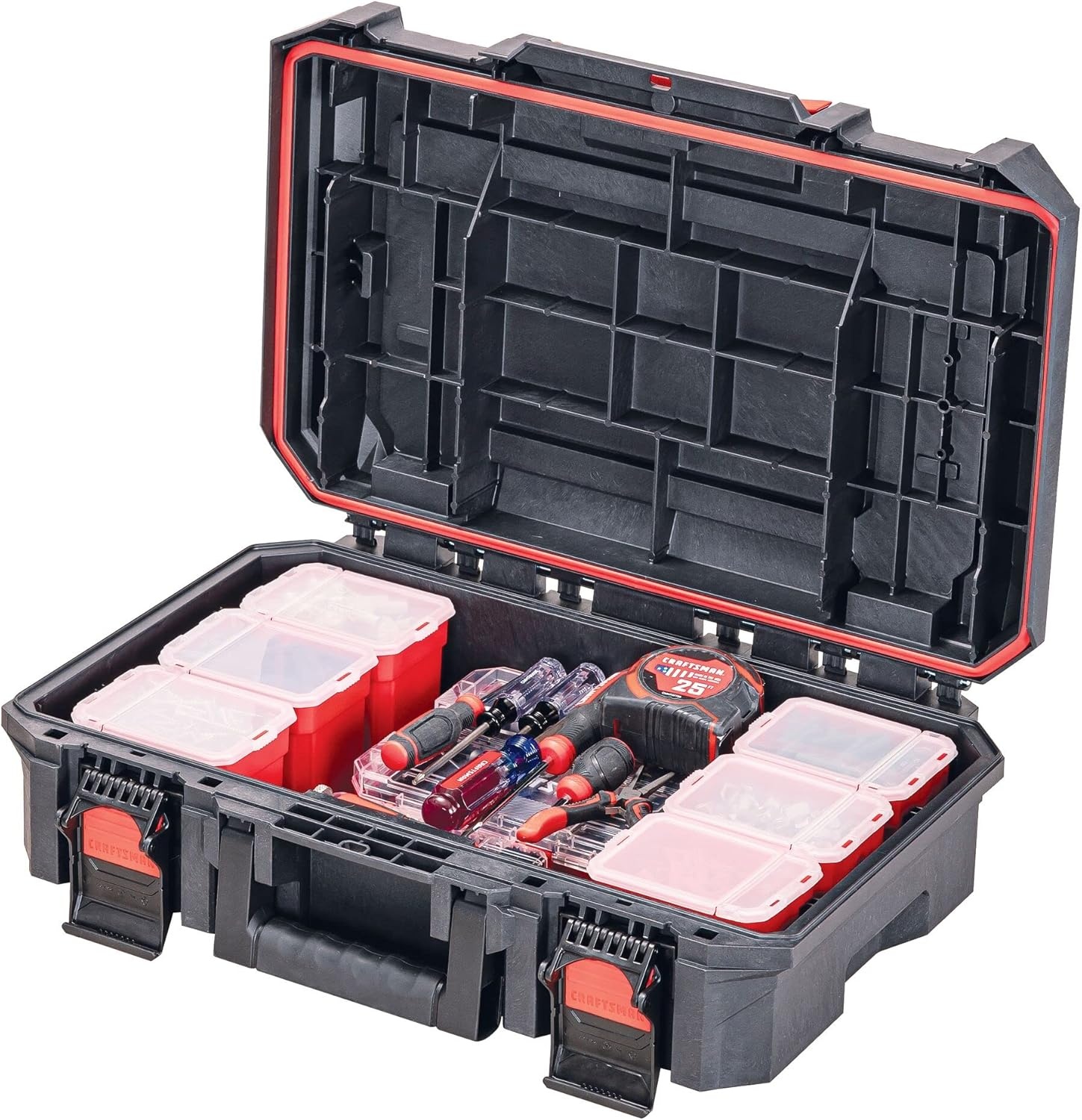 imageCRAFTSMAN TRADESTACK System Tool Box Water Resistant Tool Storage with 6 Small Parts Containers 21 Inch CMST21415