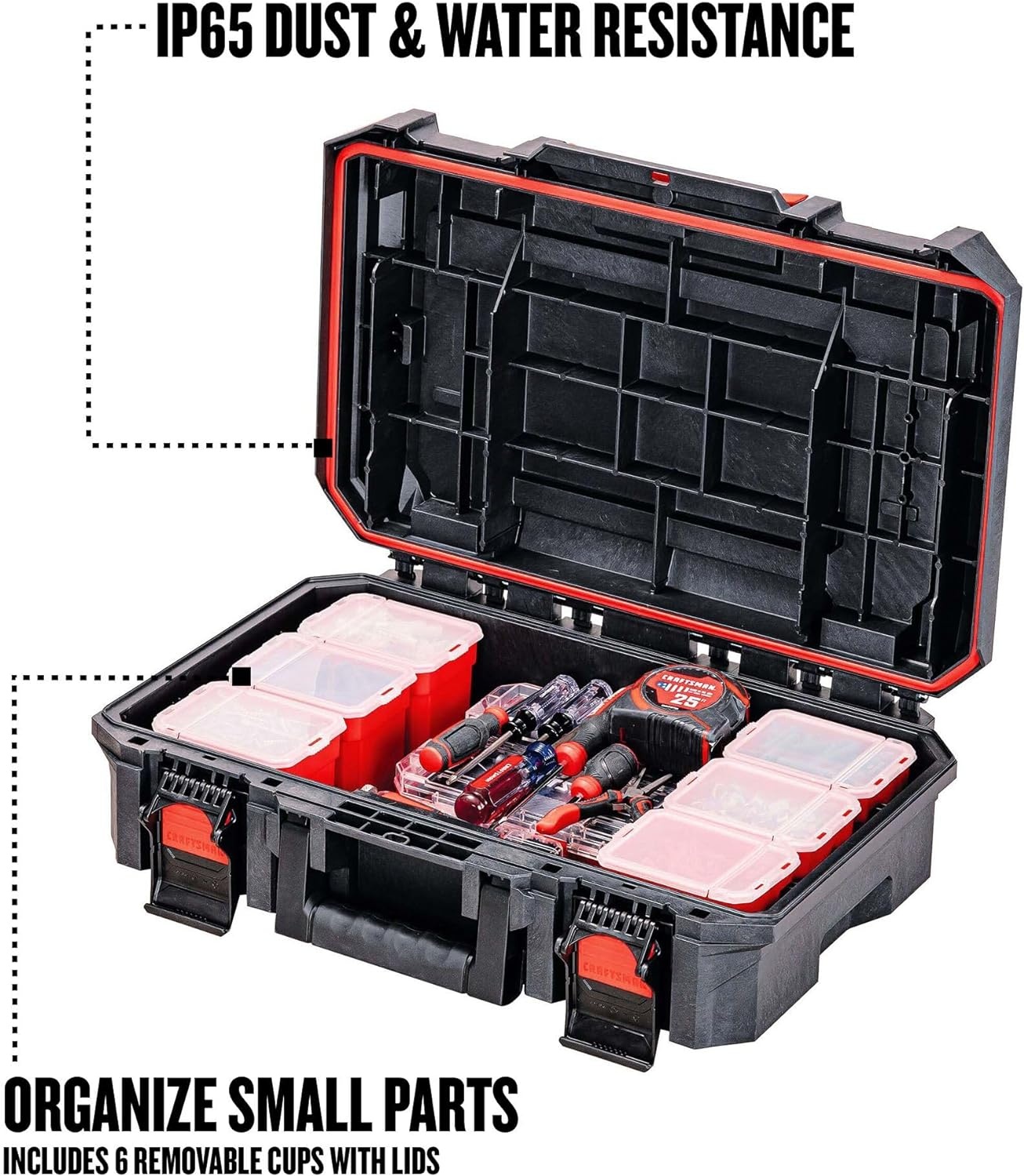 imageCRAFTSMAN TRADESTACK System Tool Box Water Resistant Tool Storage with 6 Small Parts Containers 21 Inch CMST21415