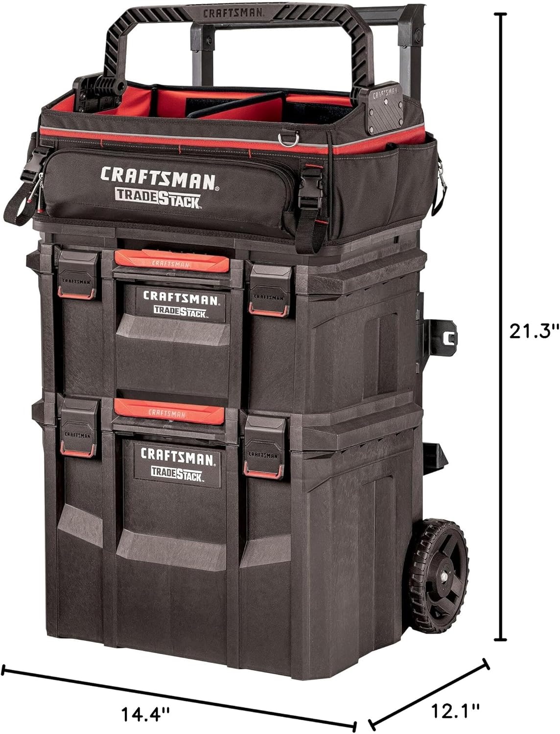 imageCRAFTSMAN TRADESTACK Tool Box Waterproof IndoorOutdoor Stackable Tool Storage Lockable 21 Inch CMST21430