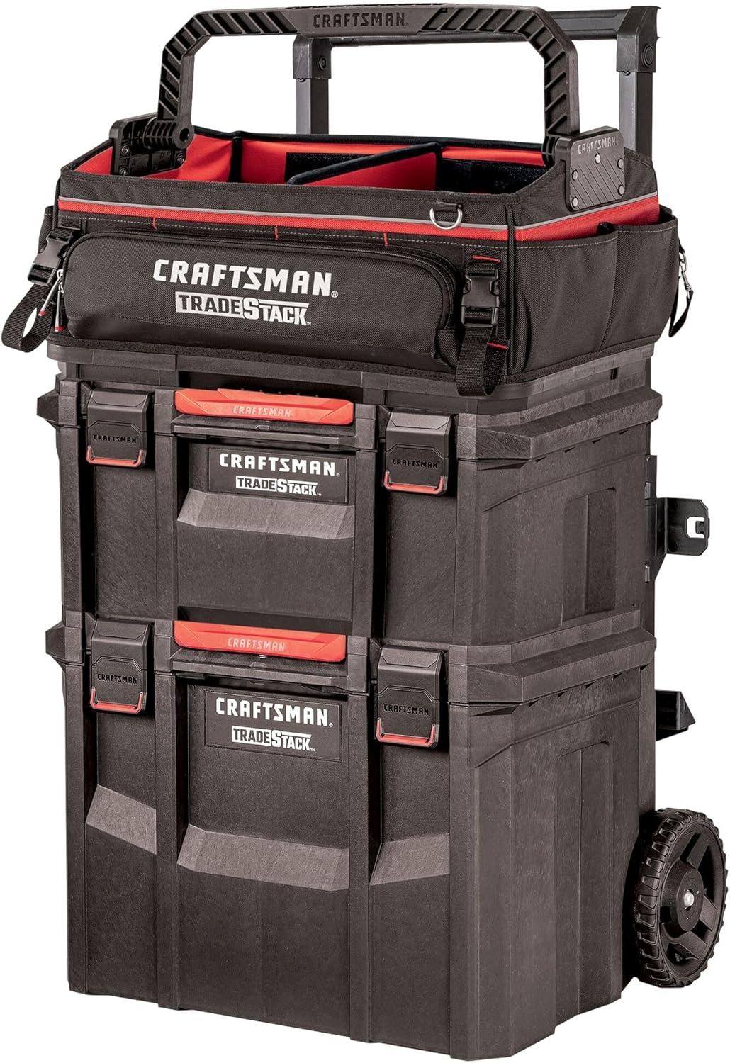 imageCRAFTSMAN TRADESTACK Tool Box Waterproof IndoorOutdoor Stackable Tool Storage Lockable 21 Inch CMST21430