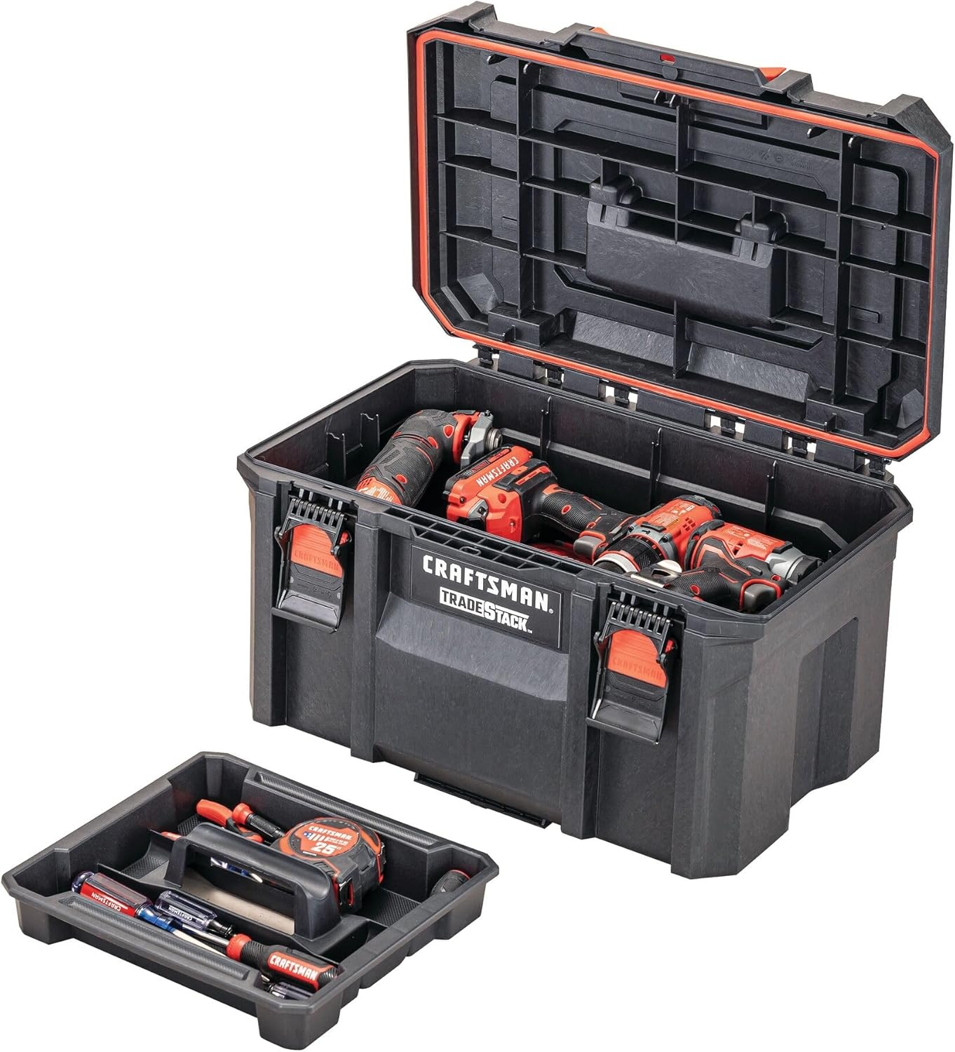 imageCRAFTSMAN TRADESTACK Tool Box Waterproof IndoorOutdoor Stackable Tool Storage Lockable 21 Inch CMST21430