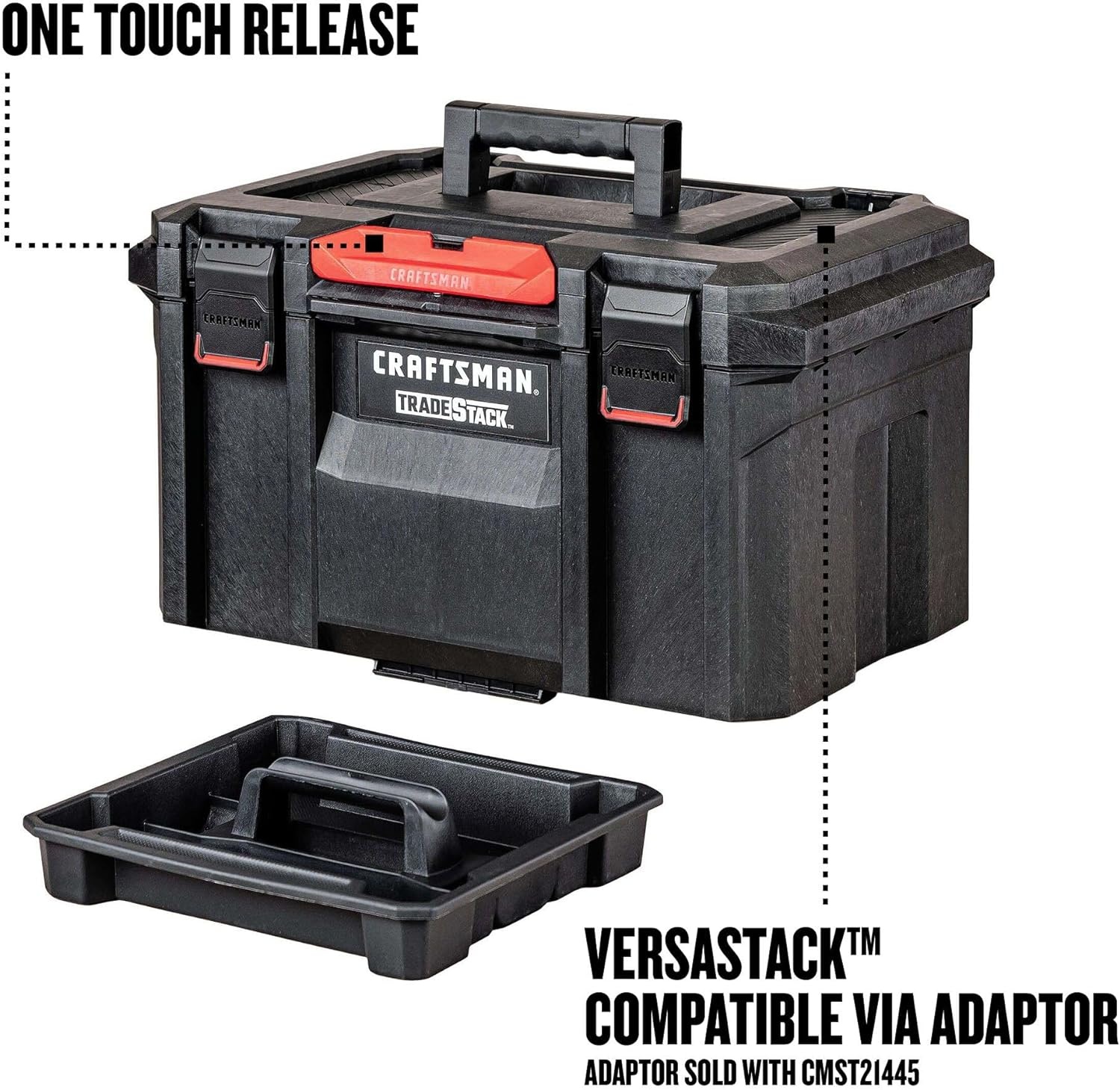 imageCRAFTSMAN TRADESTACK Tool Box Waterproof IndoorOutdoor Stackable Tool Storage Lockable 21 Inch CMST21430