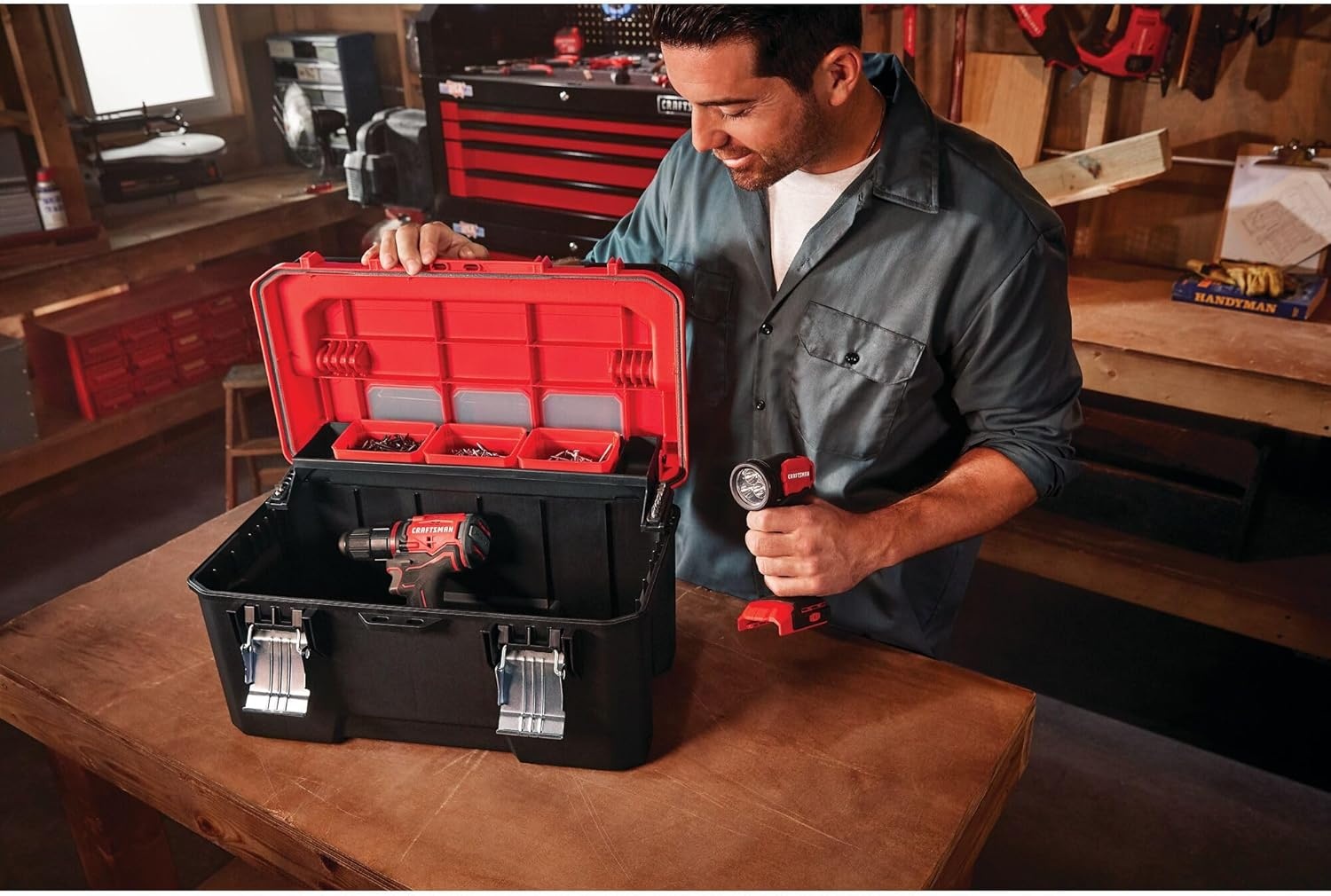 imageCRAFTSMAN Tool Box Tool Storage Lockable RedBlack 20 Inch CMST20320L20in Tool Box