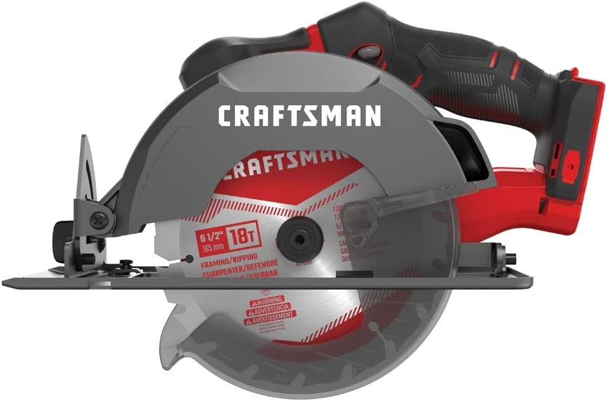 imageCRAFTSMAN V20 Cordless Circular Saw 612 inch Bare Tool Only CMCS500BCircular Saw Only