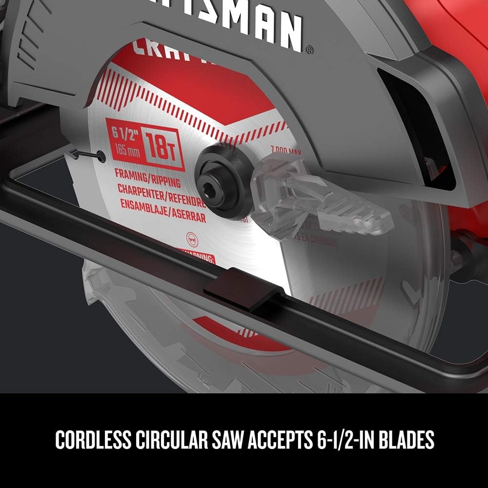 imageCRAFTSMAN V20 Cordless Circular Saw 612 inch Bare Tool Only CMCS500BCircular Saw Only