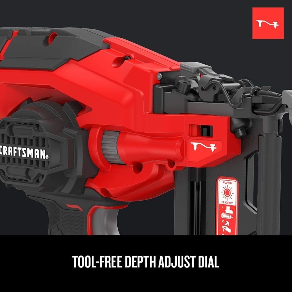 imageCRAFTSMAN V20 Cordless Finish Nailer Kit Nail Gun 16GA 212 Nails Battery and Charger Included CMCN616C1Nailer Kit Only