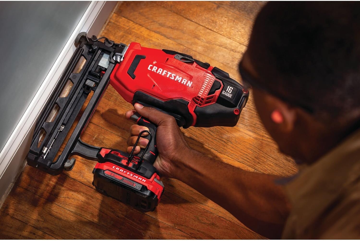 imageCRAFTSMAN V20 Cordless Finish Nailer Kit Nail Gun 16GA 212 Nails Battery and Charger Included CMCN616C1Nailer Kit Only