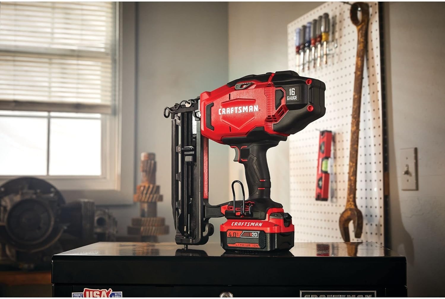 imageCRAFTSMAN V20 Cordless Finish Nailer Kit Nail Gun 16GA 212 Nails Battery and Charger Included CMCN616C1Nailer Kit Only