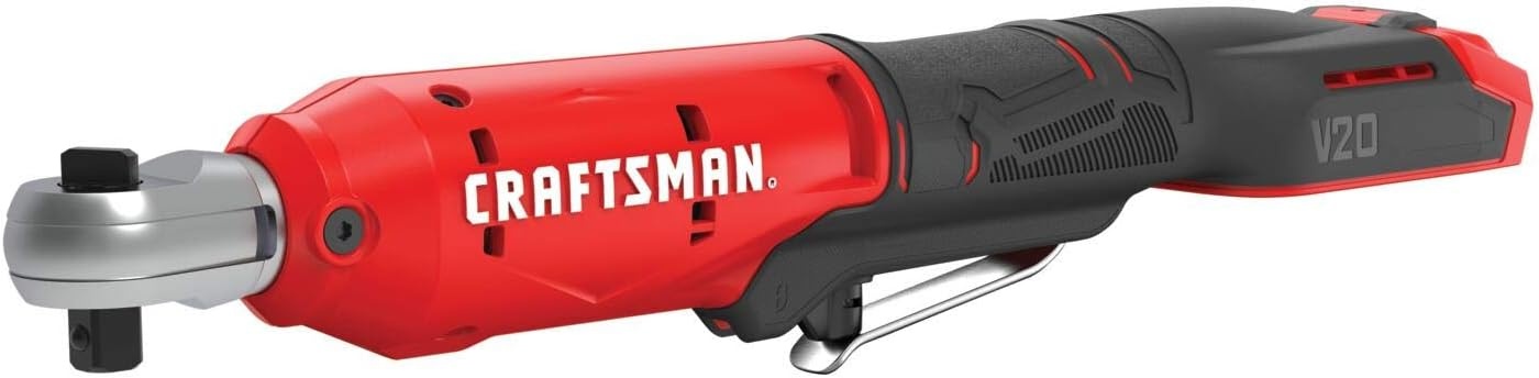 imageCRAFTSMAN V20 Cordless Ratchet Wrench 38 inch Drive 300 RPM up to 35 ftlbs of Torque Bare Tool Only CMCF930B