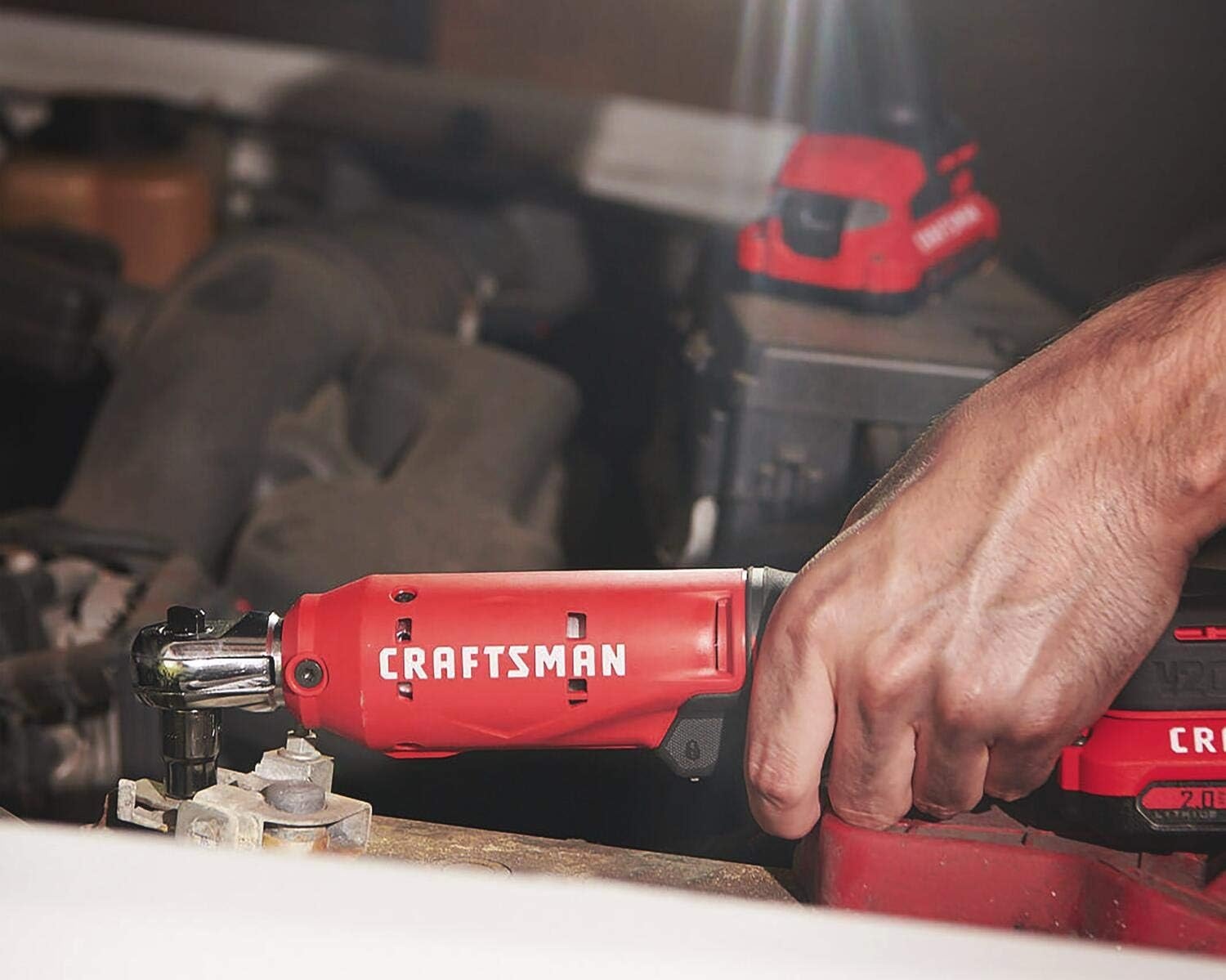 imageCRAFTSMAN V20 Cordless Ratchet Wrench 38 inch Drive 300 RPM up to 35 ftlbs of Torque Bare Tool Only CMCF930B