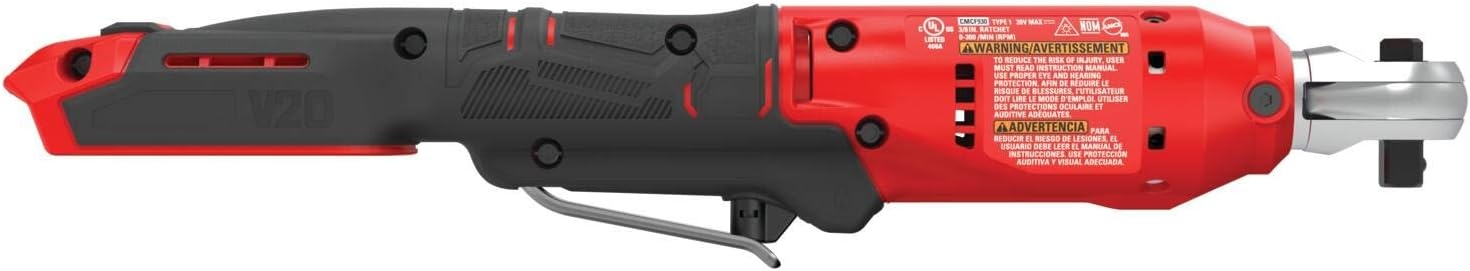 imageCRAFTSMAN V20 Cordless Ratchet Wrench 38 inch Drive 300 RPM up to 35 ftlbs of Torque Bare Tool Only CMCF930B