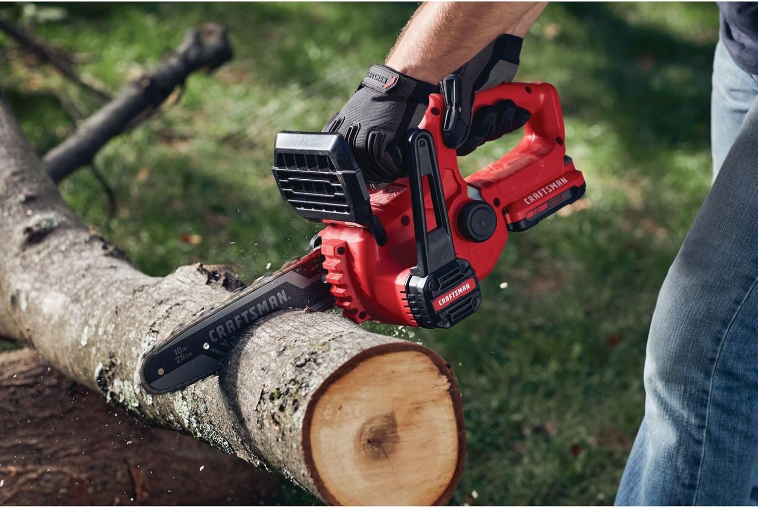 imageCRAFTSMAN V20 RP Cordless Chainsaw Powerful and Lightweight 12 Inch 5Ah Battery and Charger Included CMCCS630P12Ah Chainsaw Kit
