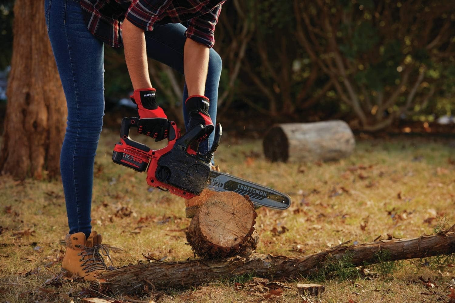 imageCRAFTSMAN V20 RP Cordless Chainsaw Powerful and Lightweight 12 Inch 5Ah Battery and Charger Included CMCCS630P14Ah Chainsaw Kit