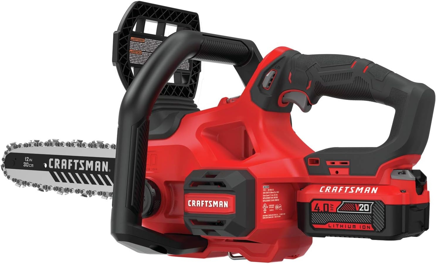 imageCRAFTSMAN V20 RP Cordless Chainsaw Powerful and Lightweight 12 Inch 5Ah Battery and Charger Included CMCCS630P14Ah Chainsaw Kit