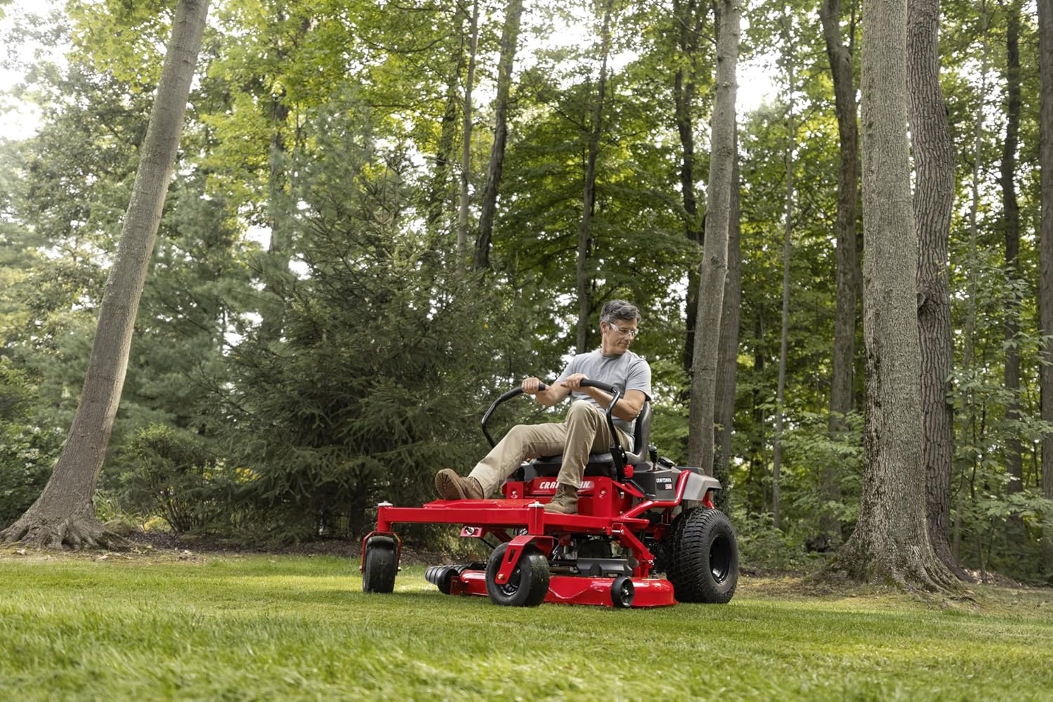 imageCraftsman 46 Gas ZeroTurn Riding Lawn Mower with 220 HP Kohler 7000 Series Engine Gas Lawn Tractor with Dual Hydrostatic Transmission RedBlack