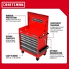 CRAFTSMAN Rolling Cart with Drawers, Full Bank Utility Cart, Six Soft-Close Drawers Tool Chest, Power Outlets, Side Tray, Heavy Duty Casters, 37 x 21 x 41 Inch, Red (CMSTUC06RB)(Red)