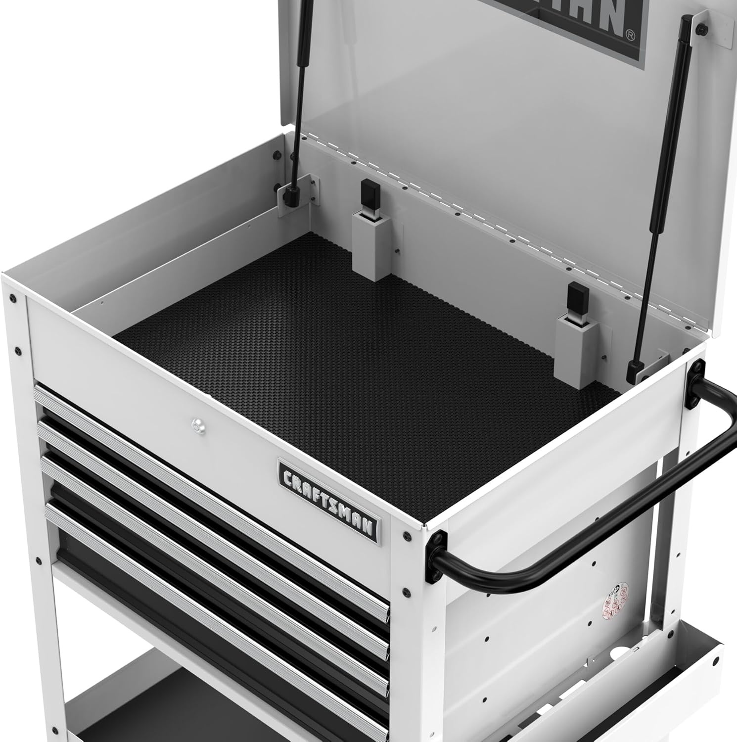 image:imageCRAFTSMAN Rolling Tool Chest with Drawers Tool Box with Wheels and 4 Drawers Power Outlets and USB Protective Liner Steel Utility Cart Storage Cabinet Supports up to 700 lbs White CMST98276WWWhite
