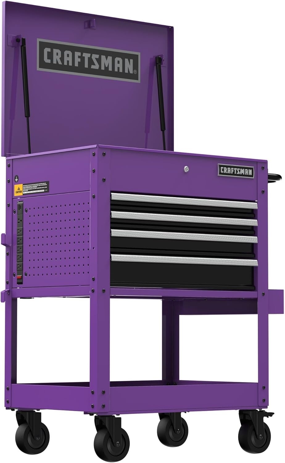 image:imageCRAFTSMAN Rolling Tool Chest with Drawers Tool Box with Wheels and 4 Drawers Power Outlets and USB Protective Liner Steel Utility Cart Storage Cabinet Supports up to 700 lbs White CMST98276WWPurple