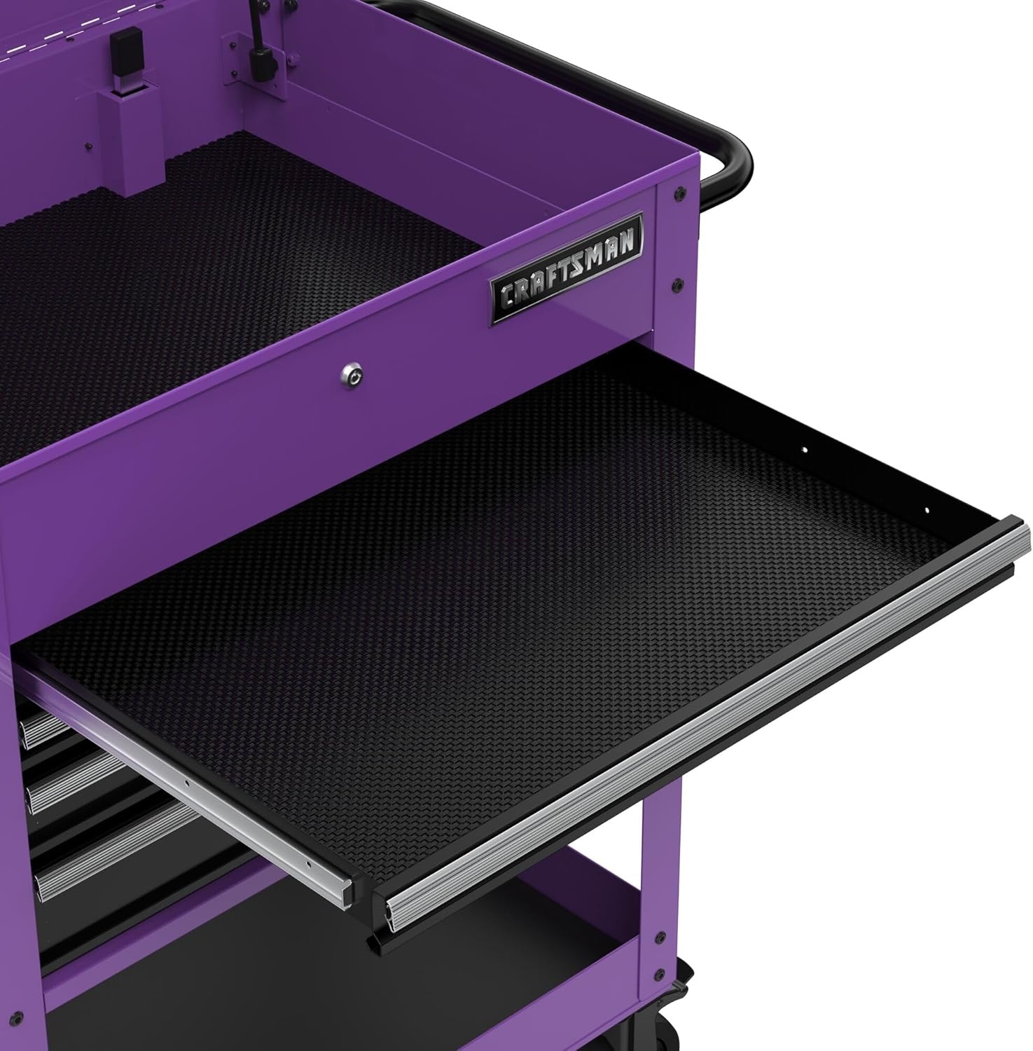 image:imageCRAFTSMAN Rolling Tool Chest with Drawers Tool Box with Wheels and 4 Drawers Power Outlets and USB Protective Liner Steel Utility Cart Storage Cabinet Supports up to 700 lbs White CMST98276WWPurple
