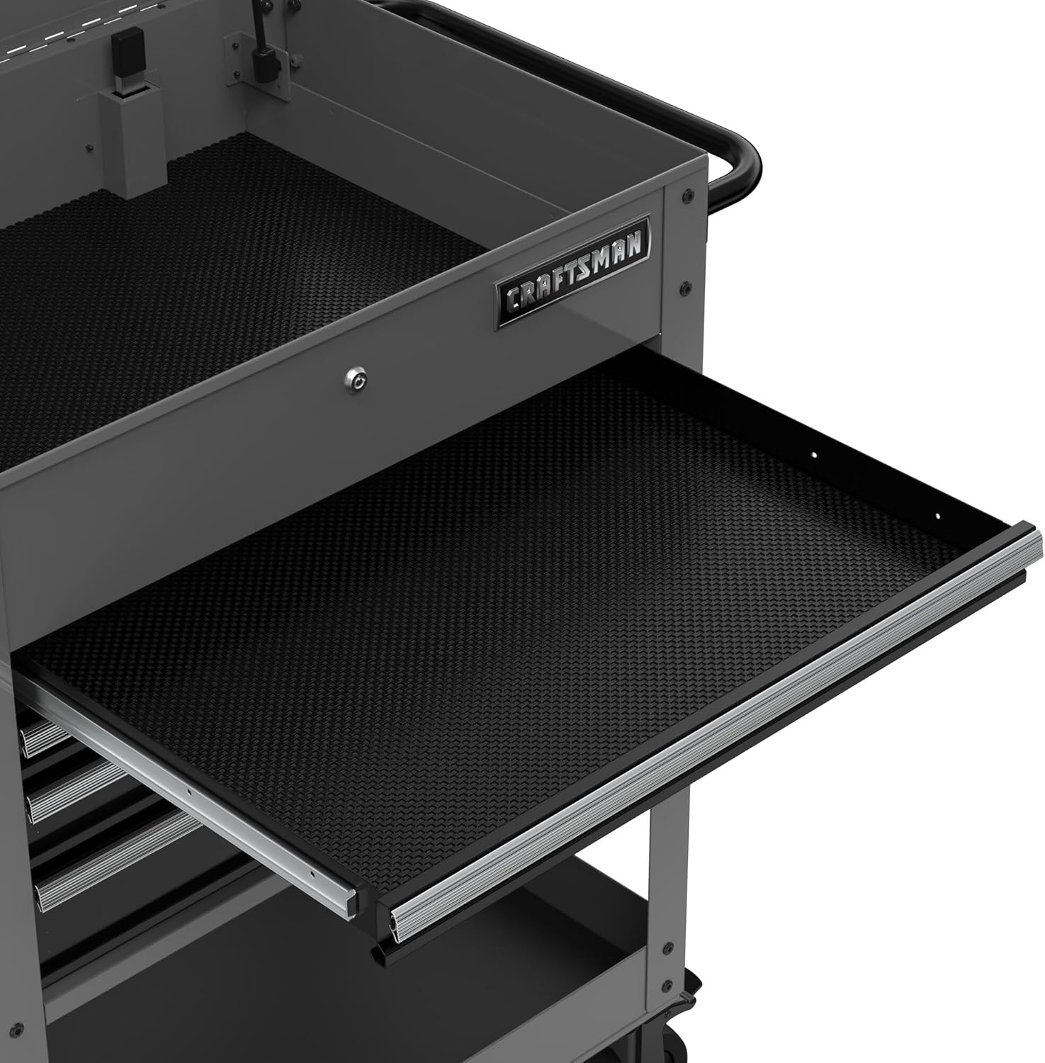 image:imageCRAFTSMAN Rolling Tool Chest with Drawers Tool Box with Wheels and 4 Drawers Power Outlets and USB Protective Liner Steel Utility Cart Storage Cabinet Supports up to 700 lbs White CMST98276WWGrey