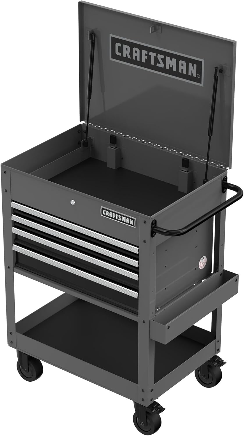 image:imageCRAFTSMAN Rolling Tool Chest with Drawers Tool Box with Wheels and 4 Drawers Power Outlets and USB Protective Liner Steel Utility Cart Storage Cabinet Supports up to 700 lbs White CMST98276WWGrey