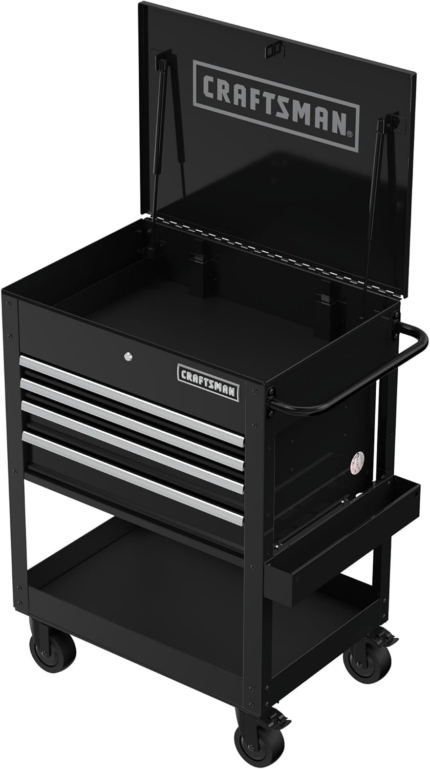 image:imageCRAFTSMAN Rolling Tool Chest with Drawers Tool Box with Wheels and 4 Drawers Power Outlets and USB Protective Liner Steel Utility Cart Storage Cabinet Supports up to 700 lbs White CMST98276WWBlack