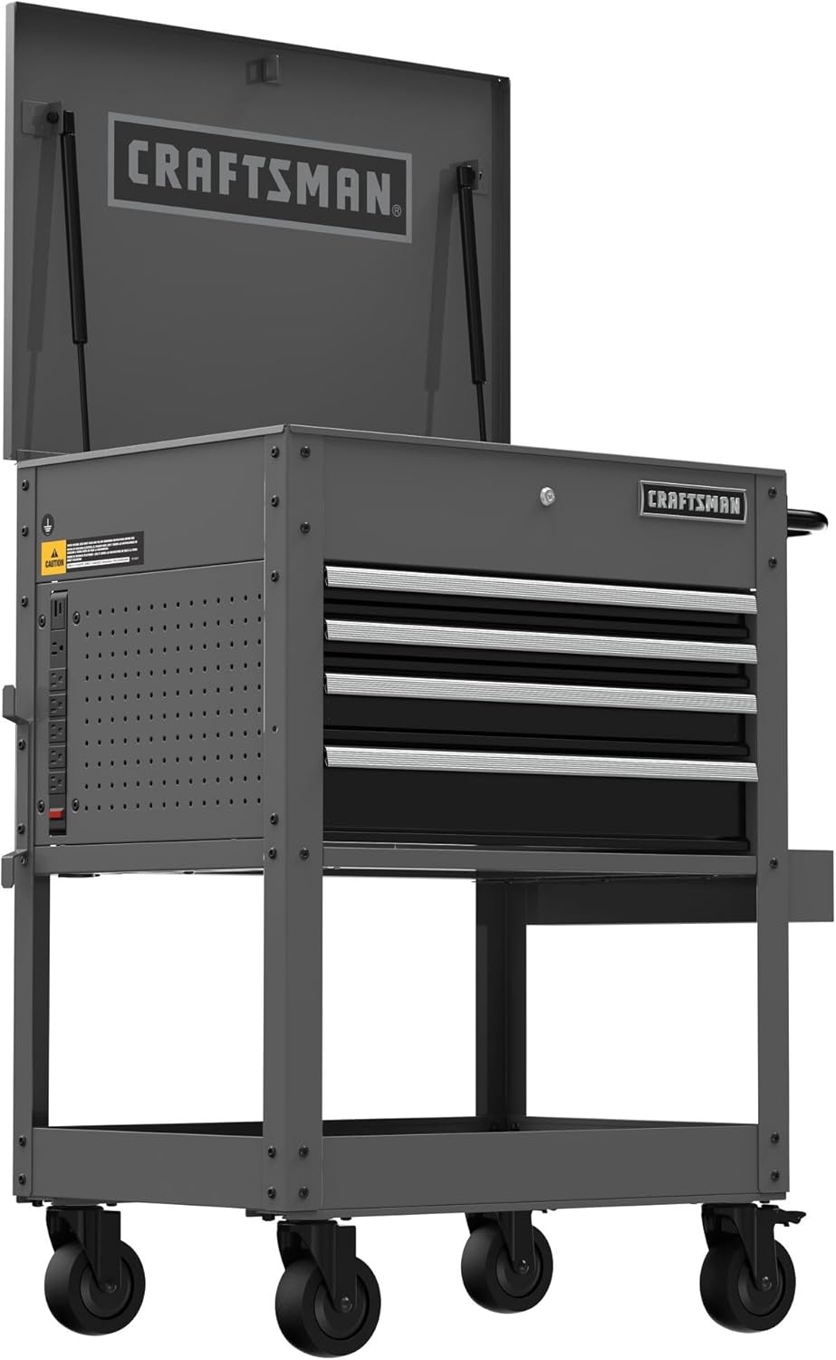 image:imageCRAFTSMAN Rolling Tool Chest with Drawers Tool Box with Wheels and 4 Drawers Power Outlets and USB Protective Liner Steel Utility Cart Storage Cabinet Supports up to 700 lbs White CMST98276WWGrey