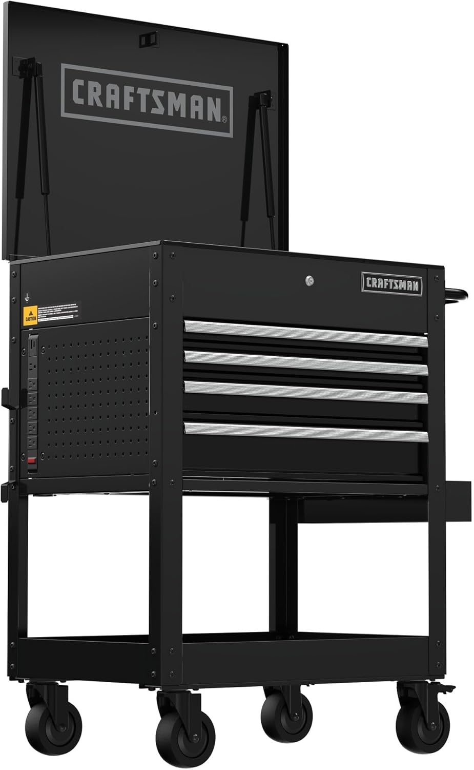 image:imageCRAFTSMAN Rolling Tool Chest with Drawers Tool Box with Wheels and 4 Drawers Power Outlets and USB Protective Liner Steel Utility Cart Storage Cabinet Supports up to 700 lbs White CMST98276WWBlack