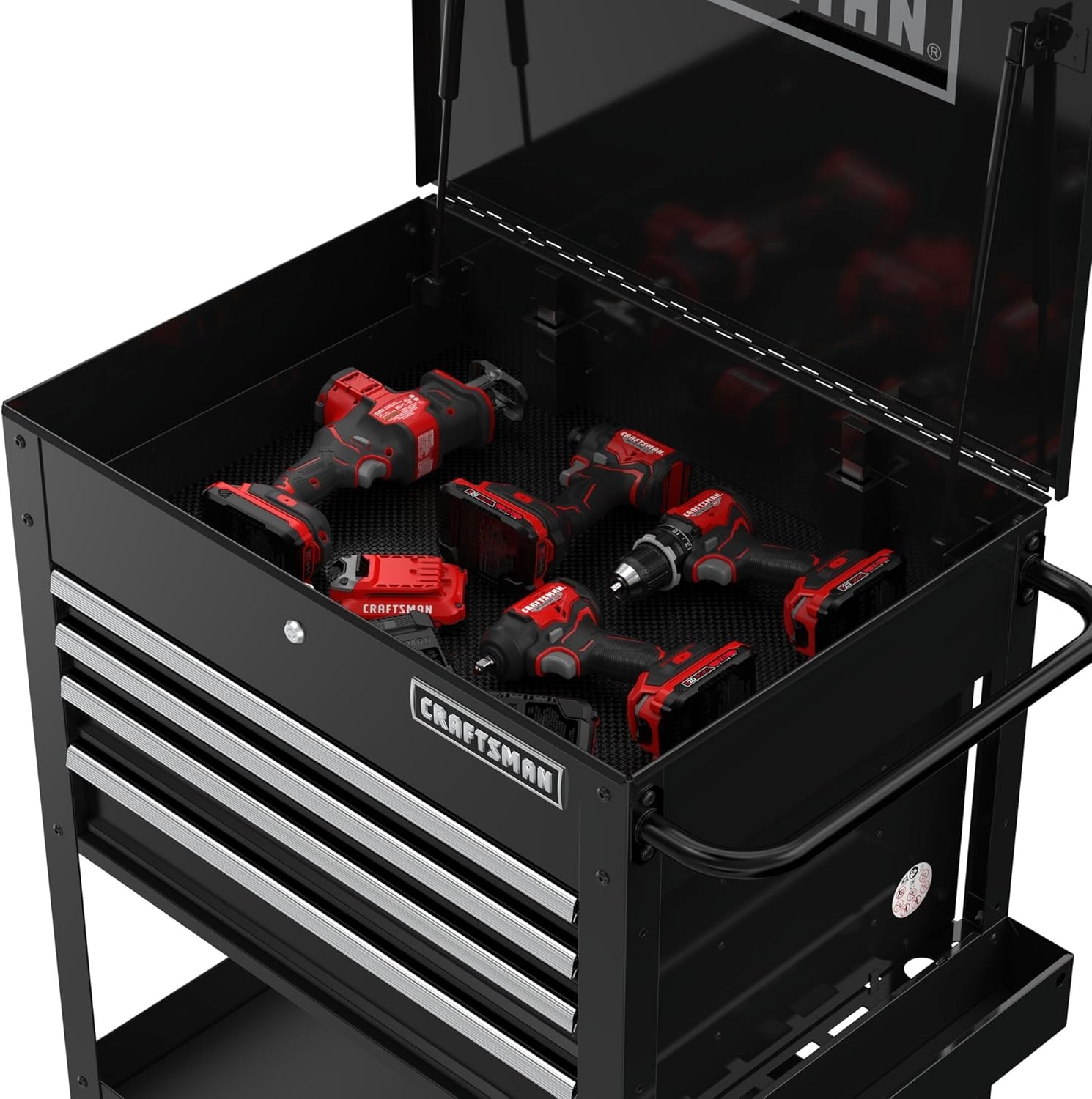 image:imageCRAFTSMAN Rolling Tool Chest with Drawers Tool Box with Wheels and 4 Drawers Power Outlets and USB Protective Liner Steel Utility Cart Storage Cabinet Supports up to 700 lbs White CMST98276WWBlack