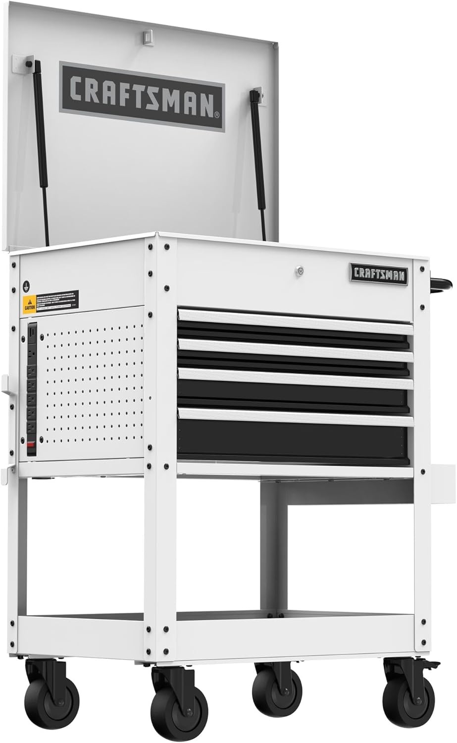 image:imageCRAFTSMAN Rolling Tool Chest with Drawers Tool Box with Wheels and 4 Drawers Power Outlets and USB Protective Liner Steel Utility Cart Storage Cabinet Supports up to 700 lbs White CMST98276WWWhite