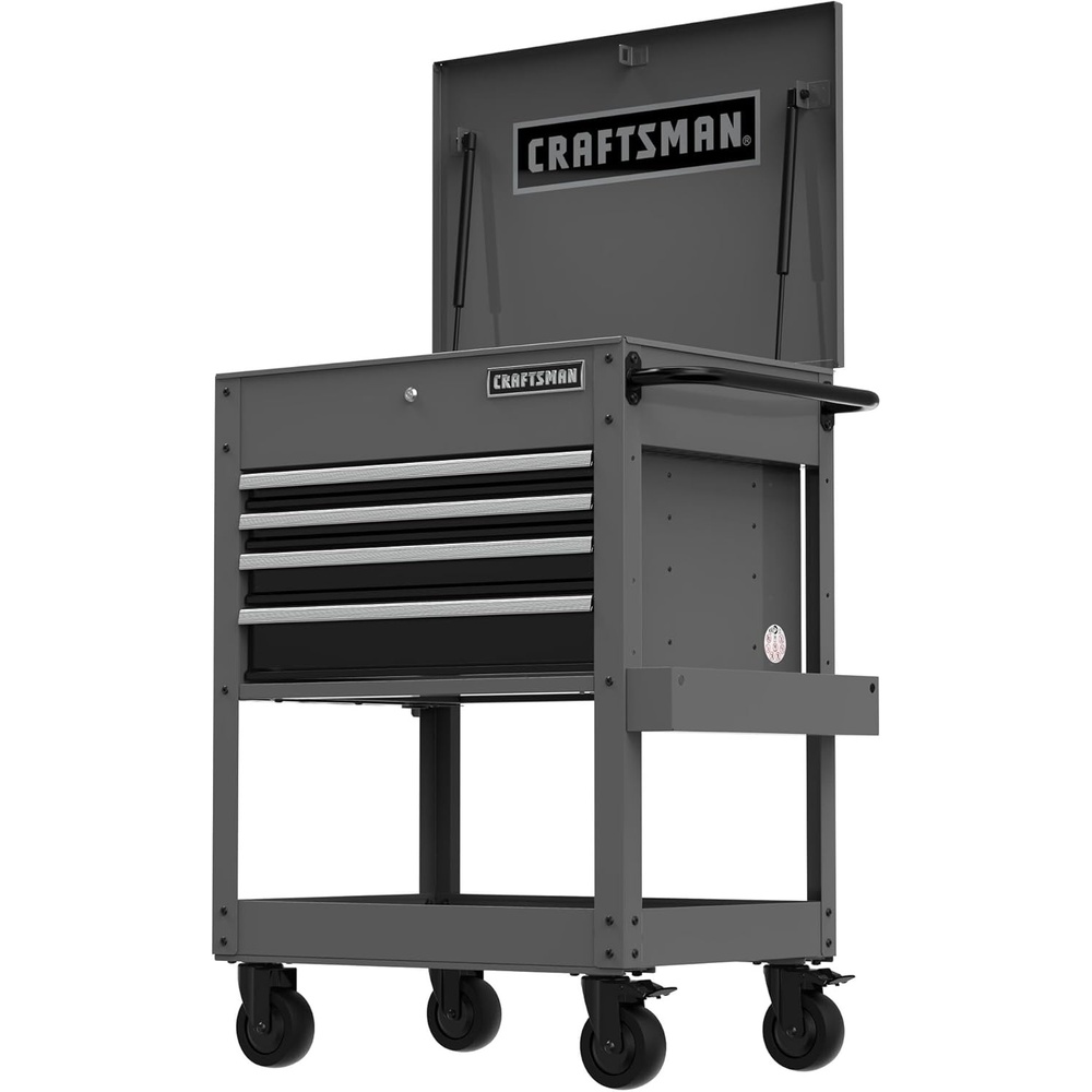 image:imageCRAFTSMAN Rolling Tool Chest with Drawers Tool Box with Wheels and 4 Drawers Power Outlets and USB Protective Liner Steel Utility Cart Storage Cabinet Supports up to 700 lbs White CMST98276WWGrey