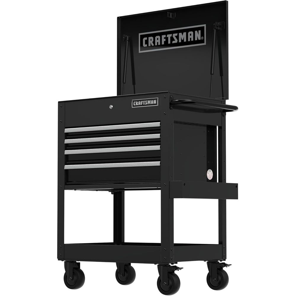 image:imageCRAFTSMAN Rolling Tool Chest with Drawers Tool Box with Wheels and 4 Drawers Power Outlets and USB Protective Liner Steel Utility Cart Storage Cabinet Supports up to 700 lbs White CMST98276WWBlack
