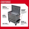 CRAFTSMAN Full Bank Utility Cart on Wheels, 37 x 21 x 41 Inch, Six Soft-Close Drawers, Power Outlets, Side Tray, Rolling Tool Box, Purple (CMSTUC06PB)(Gray)