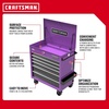 CRAFTSMAN Full Bank Utility Cart on Wheels, 37 x 21 x 41 Inch, Six Soft-Close Drawers, Power Outlets, Side Tray, Rolling Tool Box, Purple (CMSTUC06PB)(Purple)