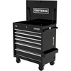 CRAFTSMAN Full Bank Utility Cart on Wheels, 37 x 21 x 41 Inch, Six Soft-Close Drawers, Power Outlets, Side Tray, Rolling Tool Box, Purple (CMSTUC06PB)(Black)