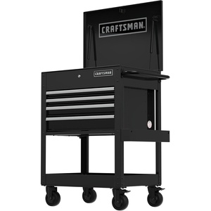 CRAFTSMAN Rolling Tool Chest with Drawers, Tool Box with Wheels and 4 Drawers, Power Outlets and USB, Protective Liner, Steel Utility Cart Storage Cabinet, Supports up to 700 lbs, White (CMST98276WW)(Black)