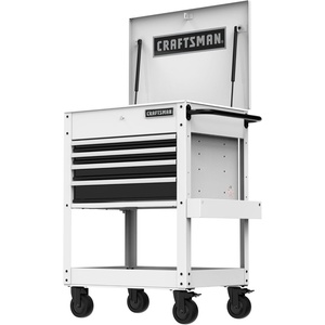 CRAFTSMAN Rolling Tool Chest with Drawers, Tool Box with Wheels and 4 Drawers, Power Outlets and USB, Protective Liner, Steel Utility Cart Storage Cabinet, Supports up to 700 lbs, White (CMST98276WW)(White)