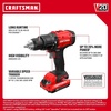 CRAFTSMAN 20V MAX 1/2 Cordless Hammer Drill, Includes Battery (2 Ah), Charger and Double Ended Bit, Variable Speed Power Hammer Drill with LED Light (CMCD712D1)