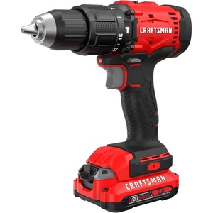 CRAFTSMAN 20V MAX 1/2 Cordless Hammer Drill, Includes Battery (2 Ah), Charger and Double Ended Bit, Variable Speed Power Hammer Drill with LED Light (CMCD712D1)