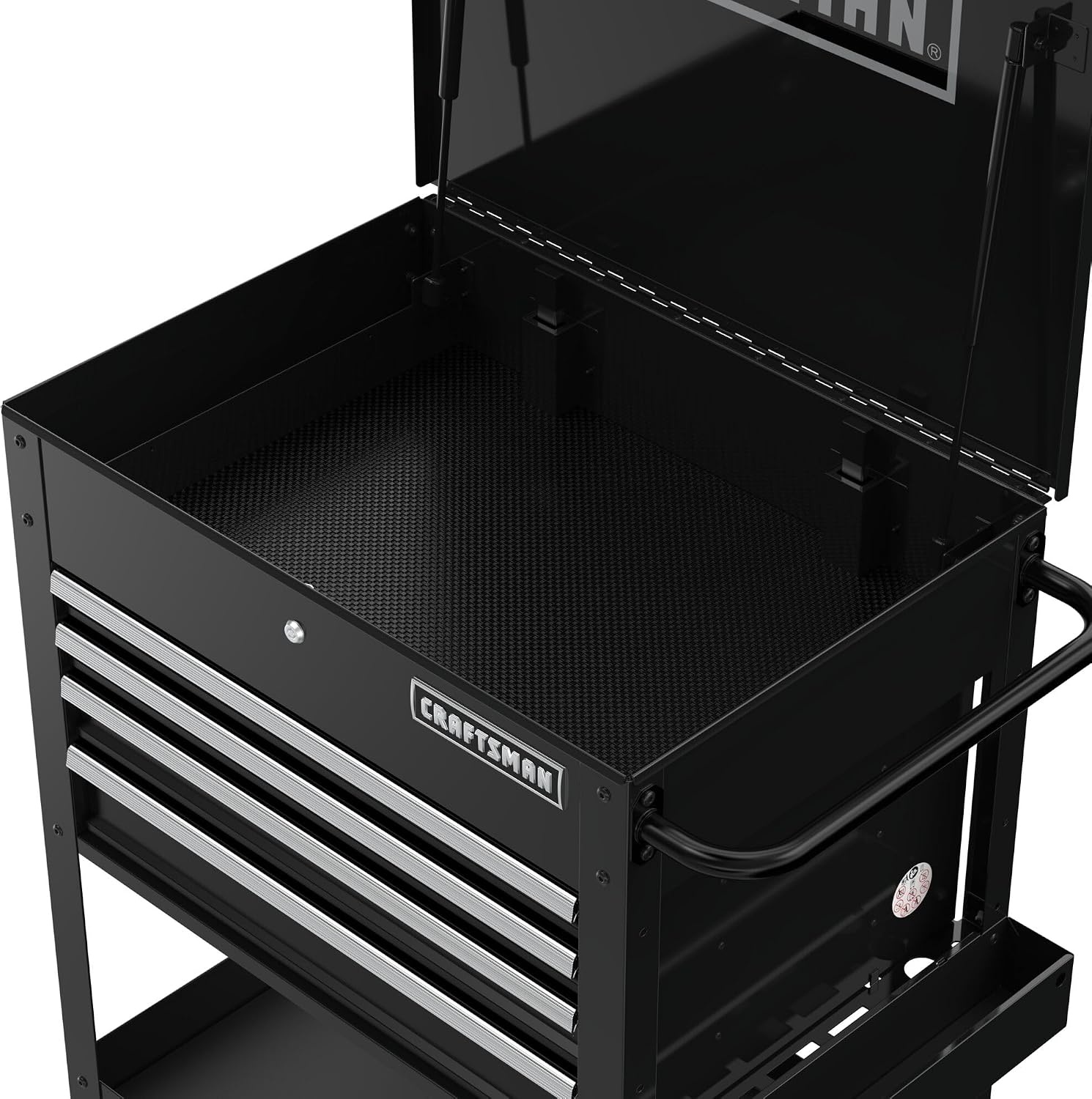image:imageCRAFTSMAN Rolling Tool Box with Drawers Tool Cart on Wheels with Power Outlets and USB Port Protective Liner Steel Rolling Cart Locking Storage Cabinet 22 Inch Deep 4 Drawers Black CMST98276BKBlack