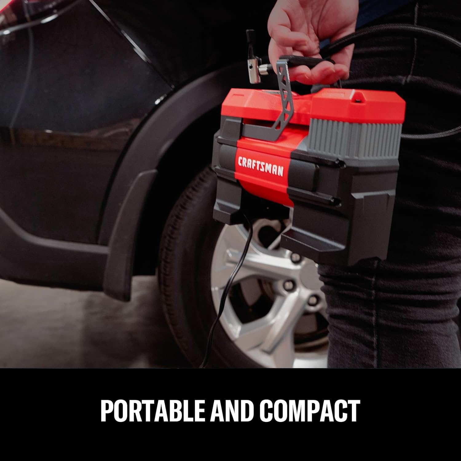image:imageCRAFTSMAN 12V Tire Inflator Portable Air Compressor Up to 150 PSI with Digital Gauge amp Auto ShutOff LED Light 12V DC Car Plug Compact Air Pump for Car Tires Bikes amp Sports