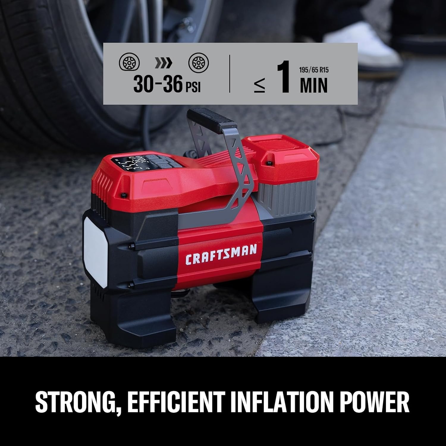 image:imageCRAFTSMAN 12V Tire Inflator Portable Air Compressor Up to 150 PSI with Digital Gauge amp Auto ShutOff LED Light 12V DC Car Plug Compact Air Pump for Car Tires Bikes amp Sports