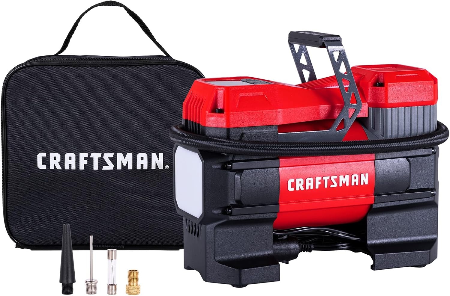 image:imageCRAFTSMAN 12V Tire Inflator Portable Air Compressor Up to 150 PSI with Digital Gauge amp Auto ShutOff LED Light 12V DC Car Plug Compact Air Pump for Car Tires Bikes amp Sports