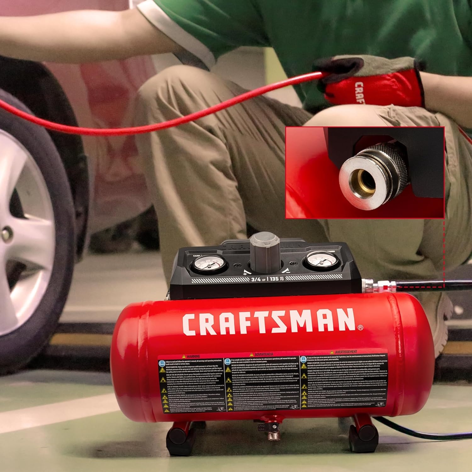 image:imageCraftsman Air Compressor 15 Gallon Portable 34 HP 15 CFM90PSI Max 125 PSI Oil Free Lightweight Air Compressor for DIY Workshop Small Project