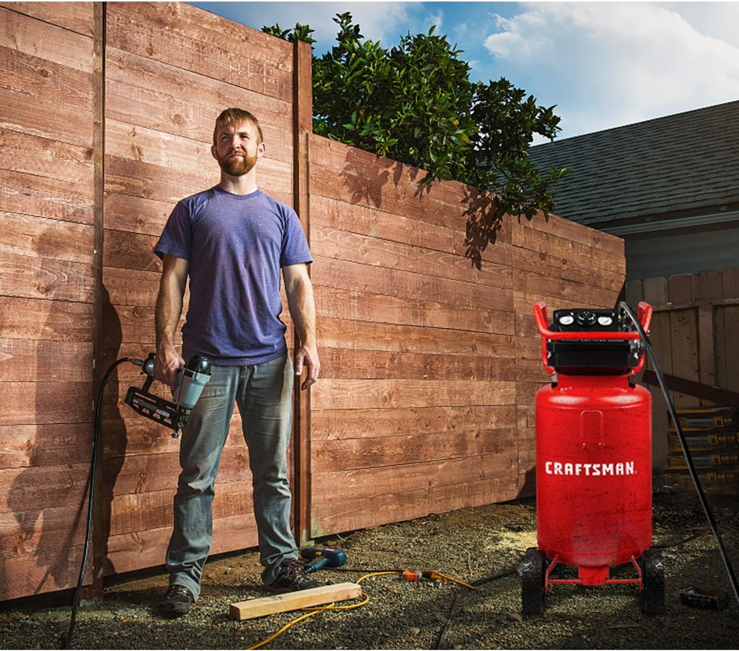image:imageCraftsman Air Compressor 20 Gallon OilFree 18 HP Max 175 PSI Pressure Two Quick Couplers Big Capacity Red CMXECXA0232043Air Compressor