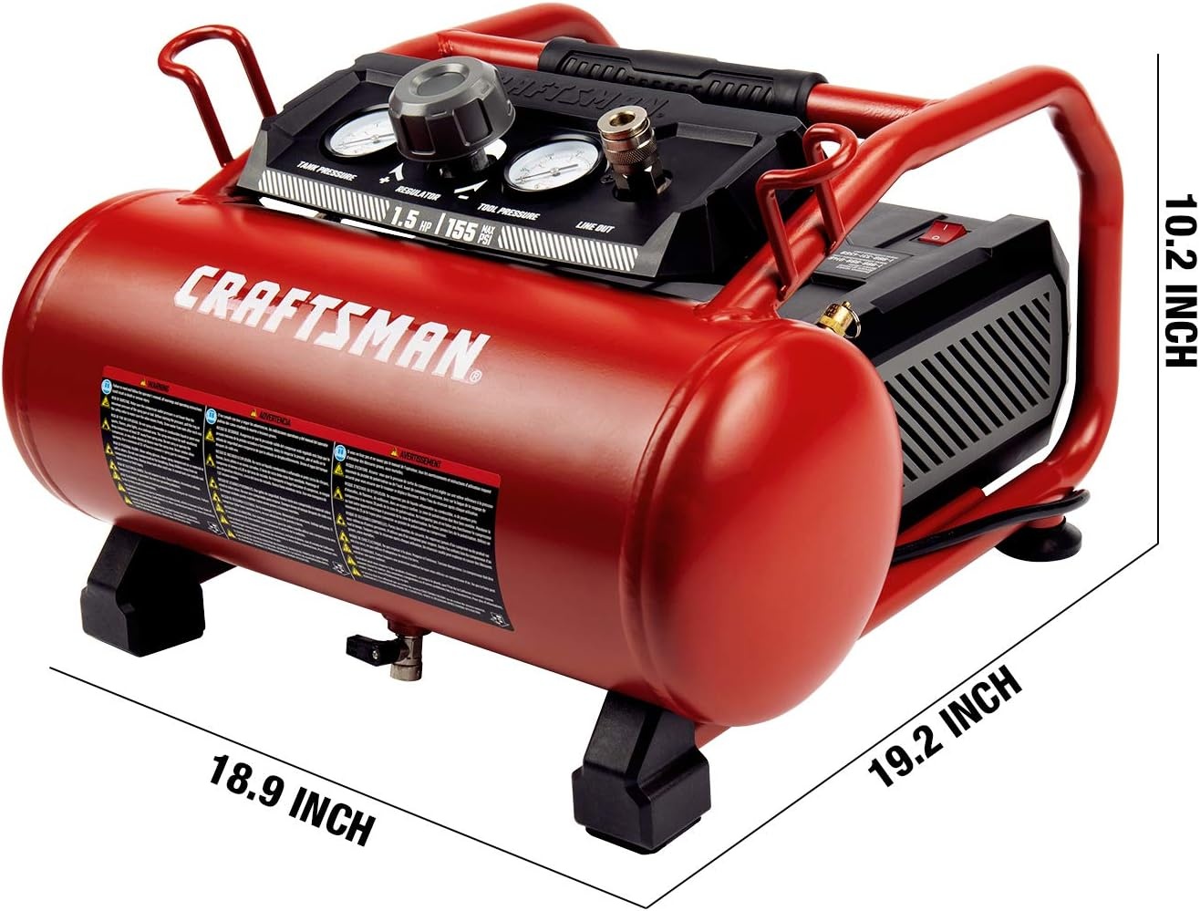 image:imageCraftsman Air Compressor 3 Gallon Portable Hotdog Air Compressor Max 155 PSI 26 CFM90psi OilFree Electric Workshop Air Compressors CMXECXA0200341