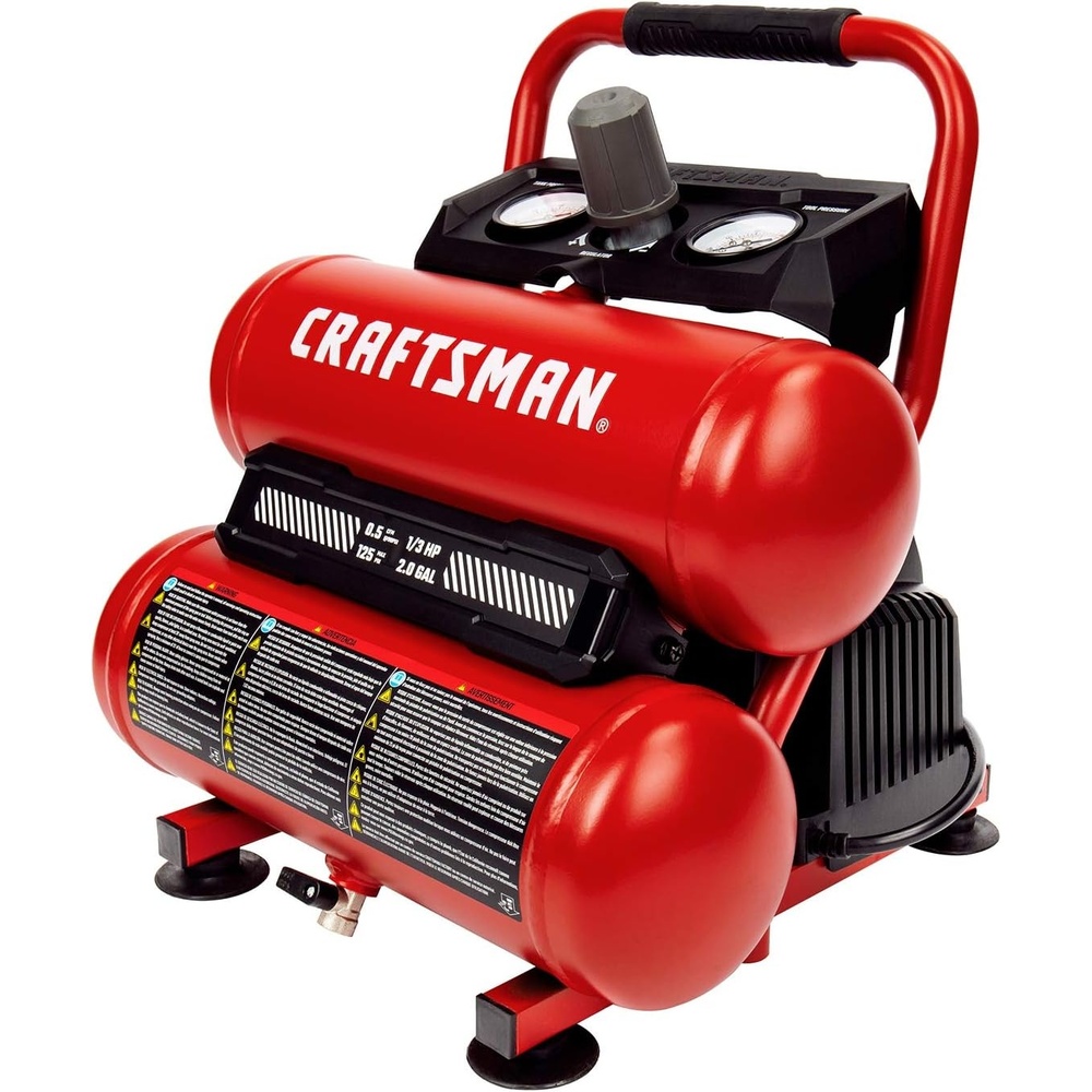image:imageCraftsman 2Gallon Air Compressor 13 HP OilFree Twin Tank 125 PSI Max Portable amp Quiet Air Tool for Home DIY Tire Inflation Nailing amp Spray Painting Compact for Easy Storage